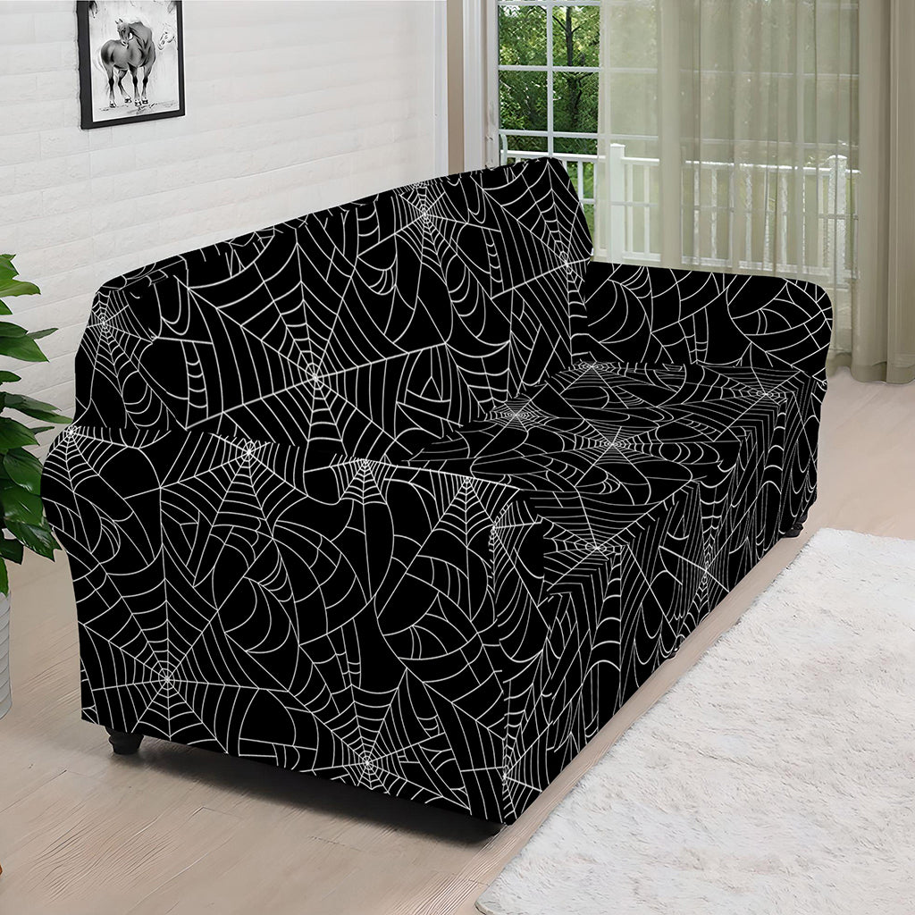 Black And White Spider Web Pattern Print Sofa Cover