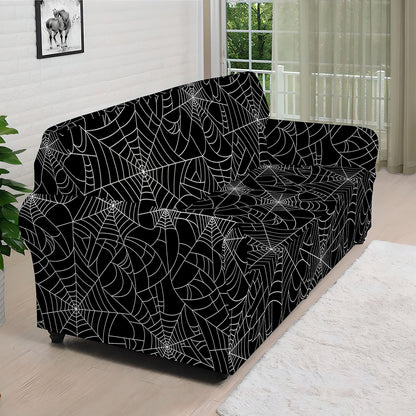 Black And White Spider Web Pattern Print Sofa Cover