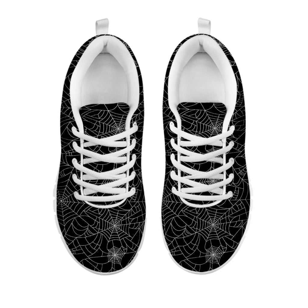 Black And White Spider Web Pattern Print White Sneakers