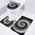 Black And White Spiral Dot Print 3 Piece Bath Mat Set