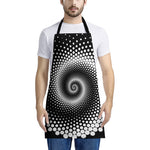 Black And White Spiral Dot Print Apron