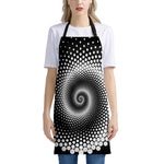 Black And White Spiral Dot Print Apron