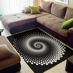 Black And White Spiral Dot Print Area Rug