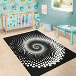Black And White Spiral Dot Print Area Rug