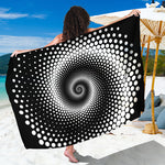 Black And White Spiral Dot Print Beach Sarong Wrap