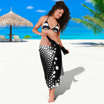Black And White Spiral Dot Print Beach Sarong Wrap