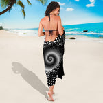 Black And White Spiral Dot Print Beach Sarong Wrap