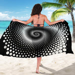 Black And White Spiral Dot Print Beach Sarong Wrap