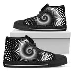 Black And White Spiral Dot Print Black High Top Shoes