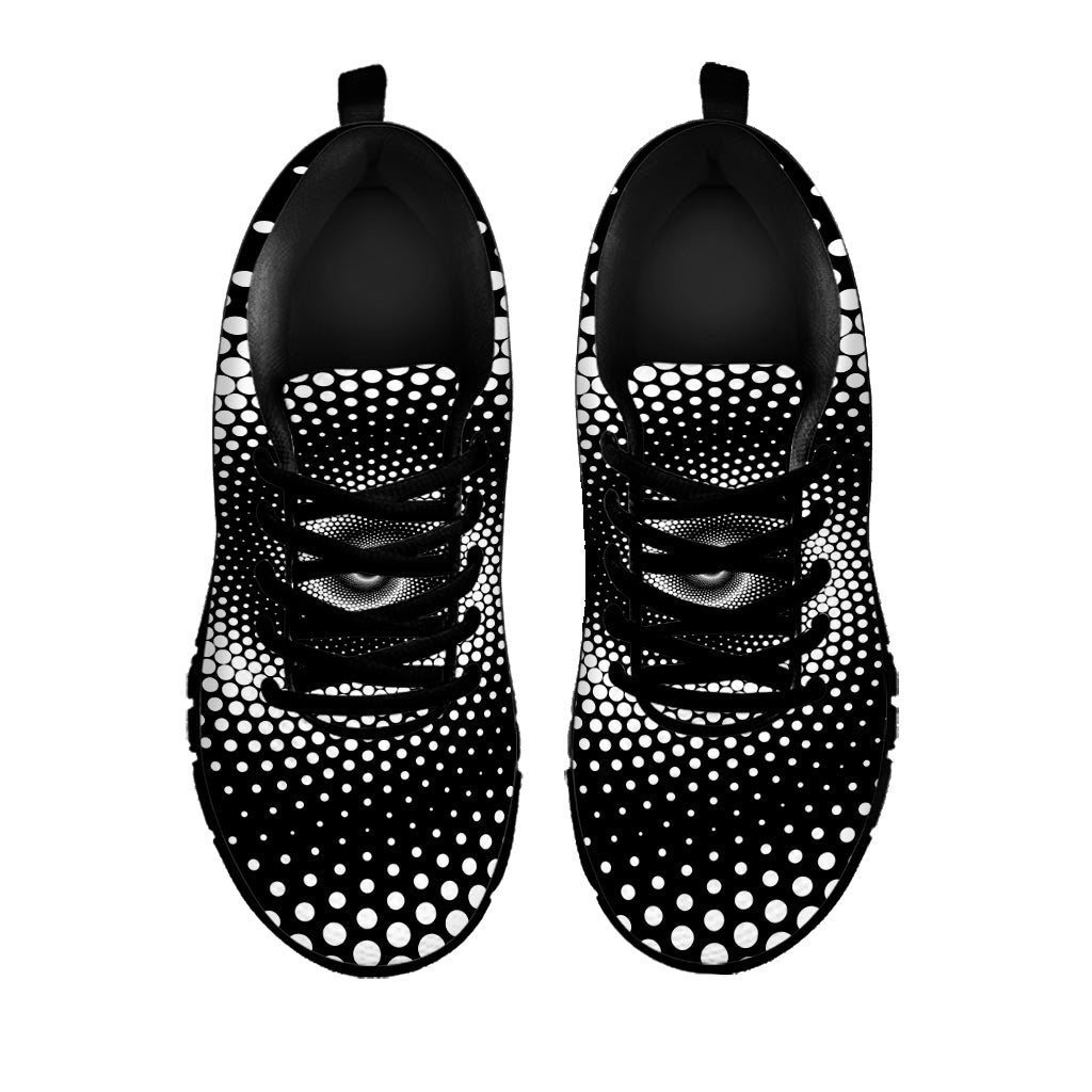Black And White Spiral Dot Print Black Sneakers