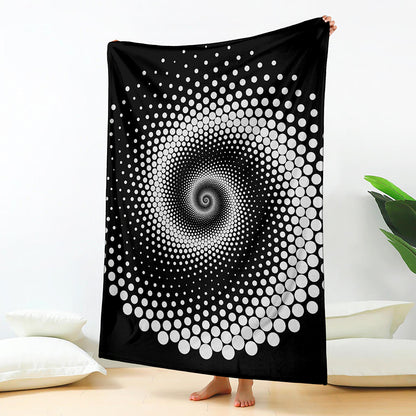 Black And White Spiral Dot Print Blanket