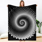 Black And White Spiral Dot Print Blanket