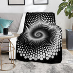 Black And White Spiral Dot Print Blanket