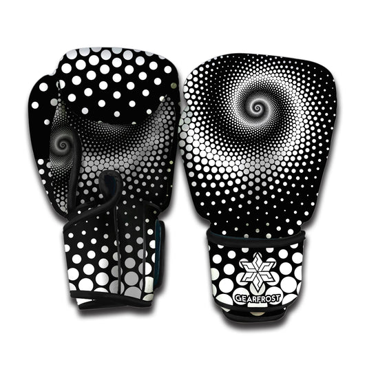 Black And White Spiral Dot Print Boxing Gloves