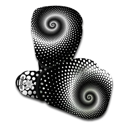 Black And White Spiral Dot Print Boxing Gloves