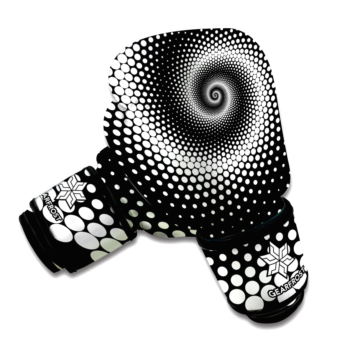 Black And White Spiral Dot Print Boxing Gloves