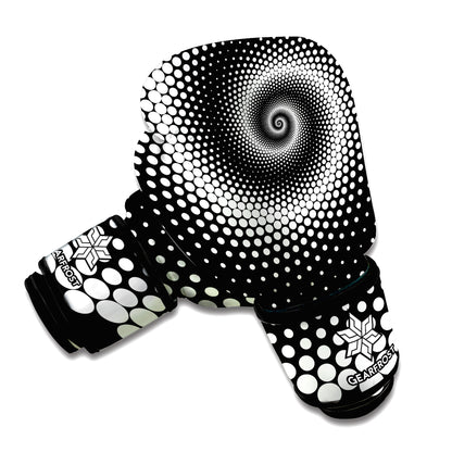 Black And White Spiral Dot Print Boxing Gloves