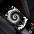 Black And White Spiral Dot Print Car Center Console Cover