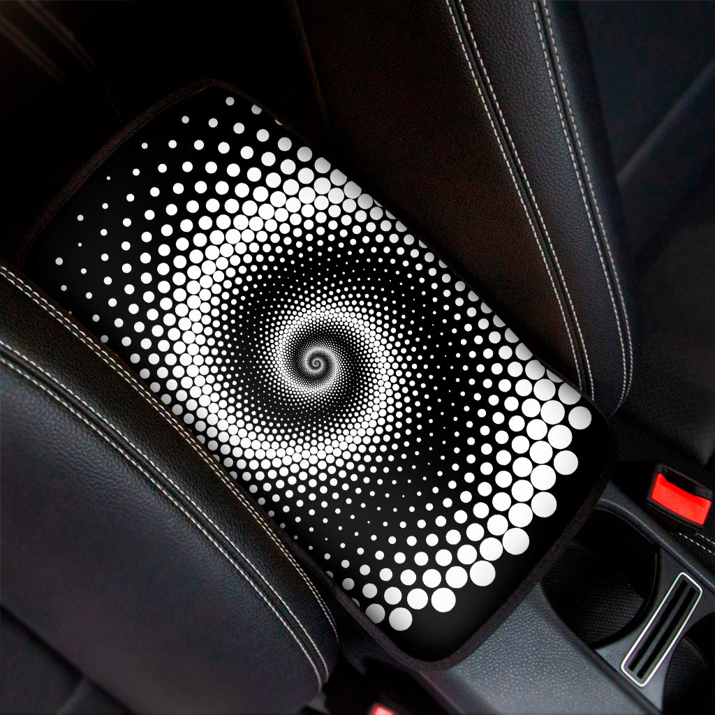 Black And White Spiral Dot Print Car Center Console Cover