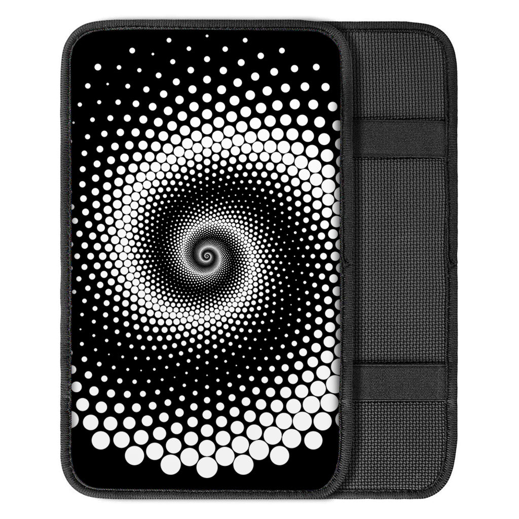 Black And White Spiral Dot Print Car Center Console Cover