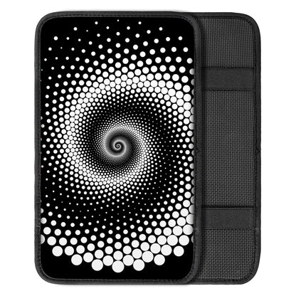 Black And White Spiral Dot Print Car Center Console Cover