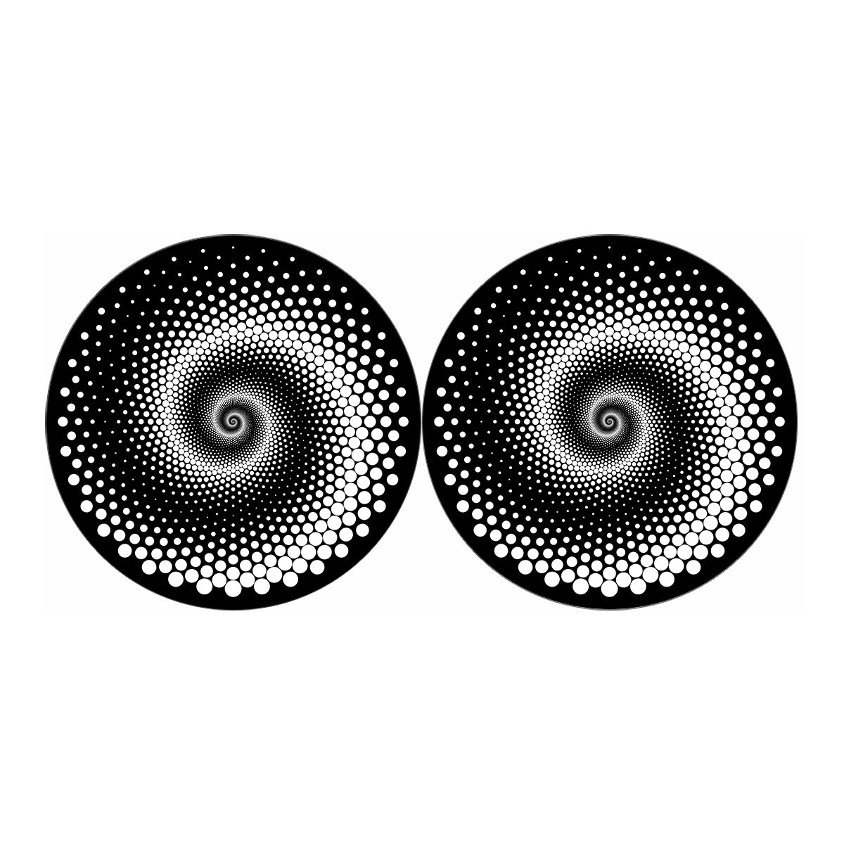 Black And White Spiral Dot Print Car Coasters