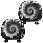 Black And White Spiral Dot Print Car Headrest Covers