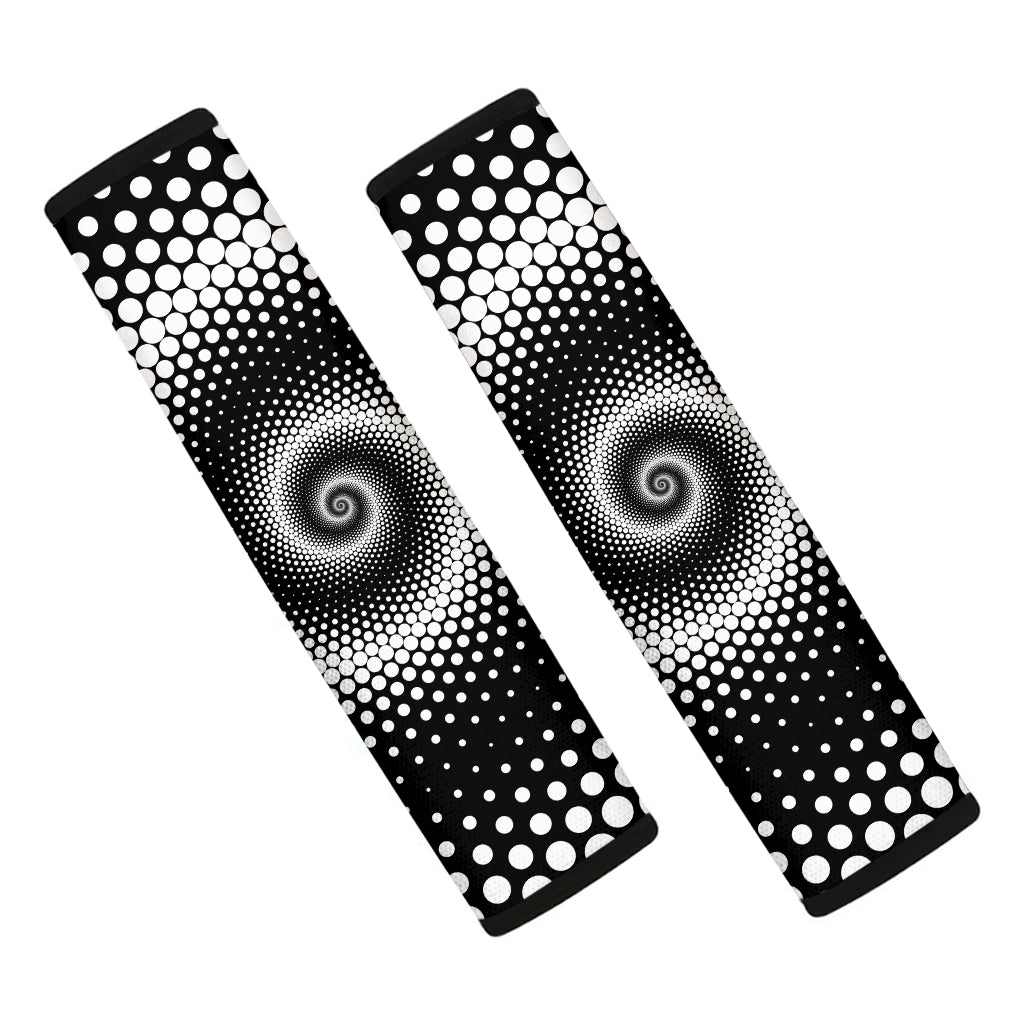 Black And White Spiral Dot Print Car Seat Belt Covers