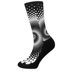 Black And White Spiral Dot Print Crew Socks