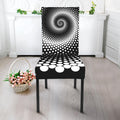 Black And White Spiral Dot Print Dining Chair Slipcover
