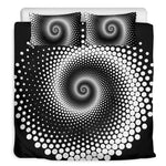 Black And White Spiral Dot Print Duvet Cover Bedding Set