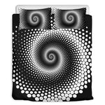 Black And White Spiral Dot Print Duvet Cover Bedding Set