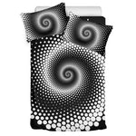 Black And White Spiral Dot Print Duvet Cover Bedding Set