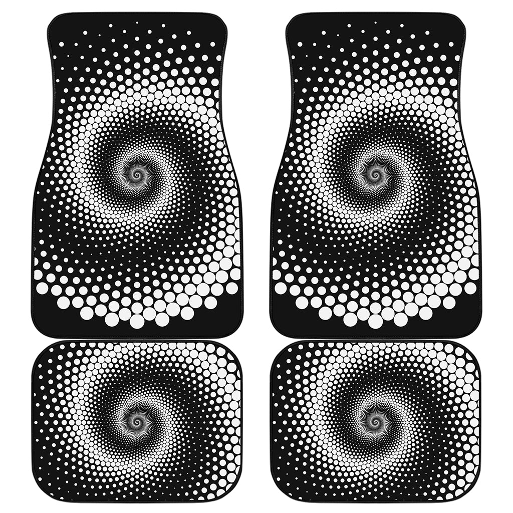 Black And White Spiral Dot Print Front and Back Car Floor Mats