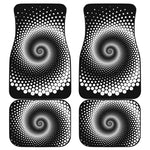Black And White Spiral Dot Print Front and Back Car Floor Mats