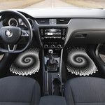 Black And White Spiral Dot Print Front and Back Car Floor Mats