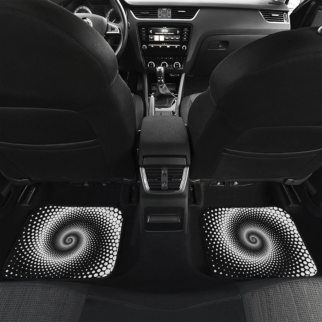 Black And White Spiral Dot Print Front and Back Car Floor Mats