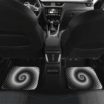 Black And White Spiral Dot Print Front and Back Car Floor Mats
