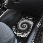 Black And White Spiral Dot Print Front and Back Car Floor Mats