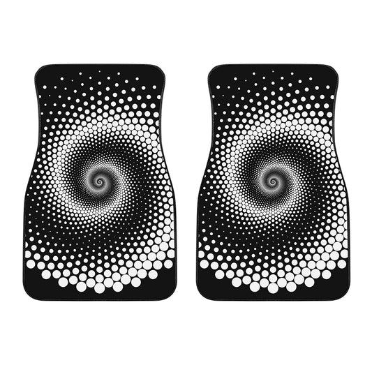 Black And White Spiral Dot Print Front Car Floor Mats