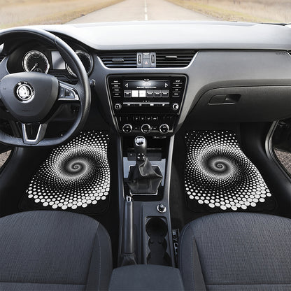 Black And White Spiral Dot Print Front Car Floor Mats