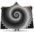 Black And White Spiral Dot Print Hooded Blanket