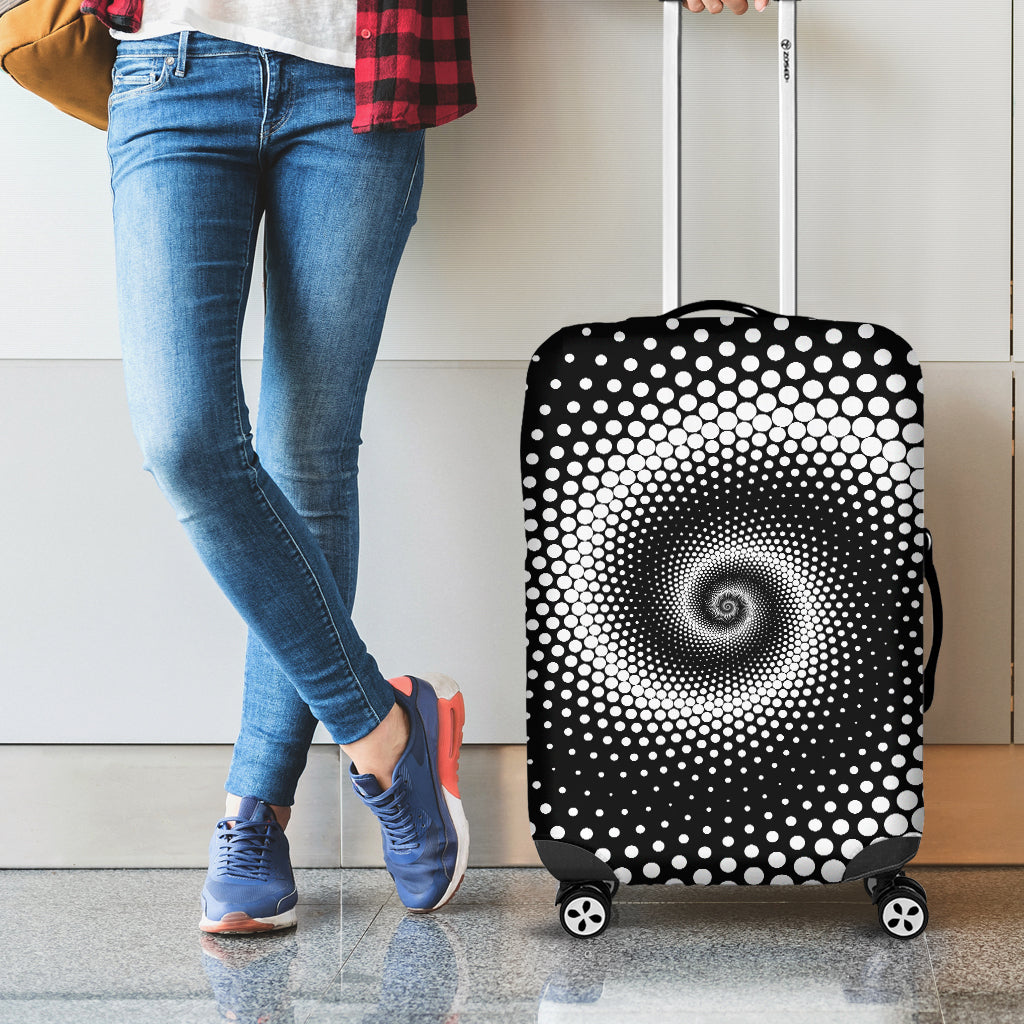 Black And White Spiral Dot Print Luggage Cover