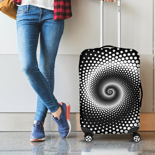 Black And White Spiral Dot Print Luggage Cover