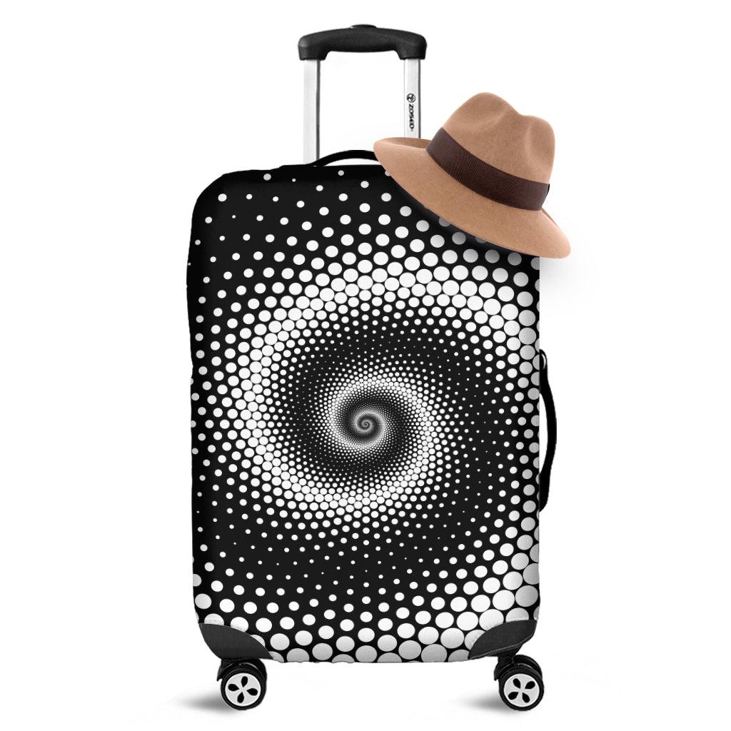 Black And White Spiral Dot Print Luggage Cover