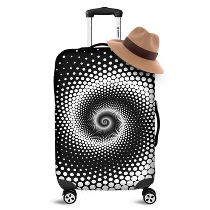 Black And White Spiral Dot Print Luggage Cover