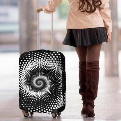 Black And White Spiral Dot Print Luggage Cover