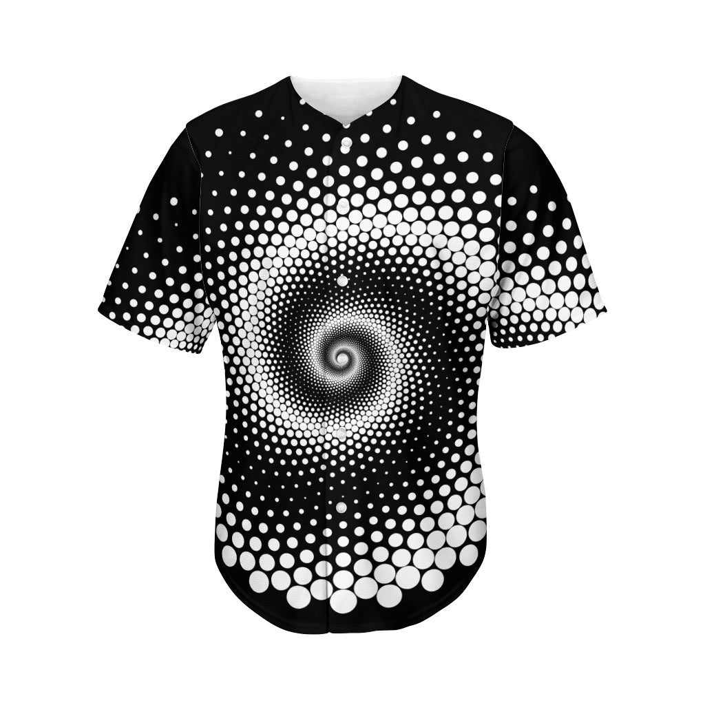 Black And White Spiral Dot Print Men's Baseball Jersey