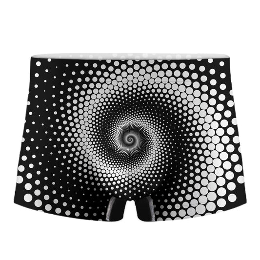 Black And White Spiral Dot Print Men's Boxer Briefs