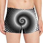 Black And White Spiral Dot Print Men's Boxer Briefs